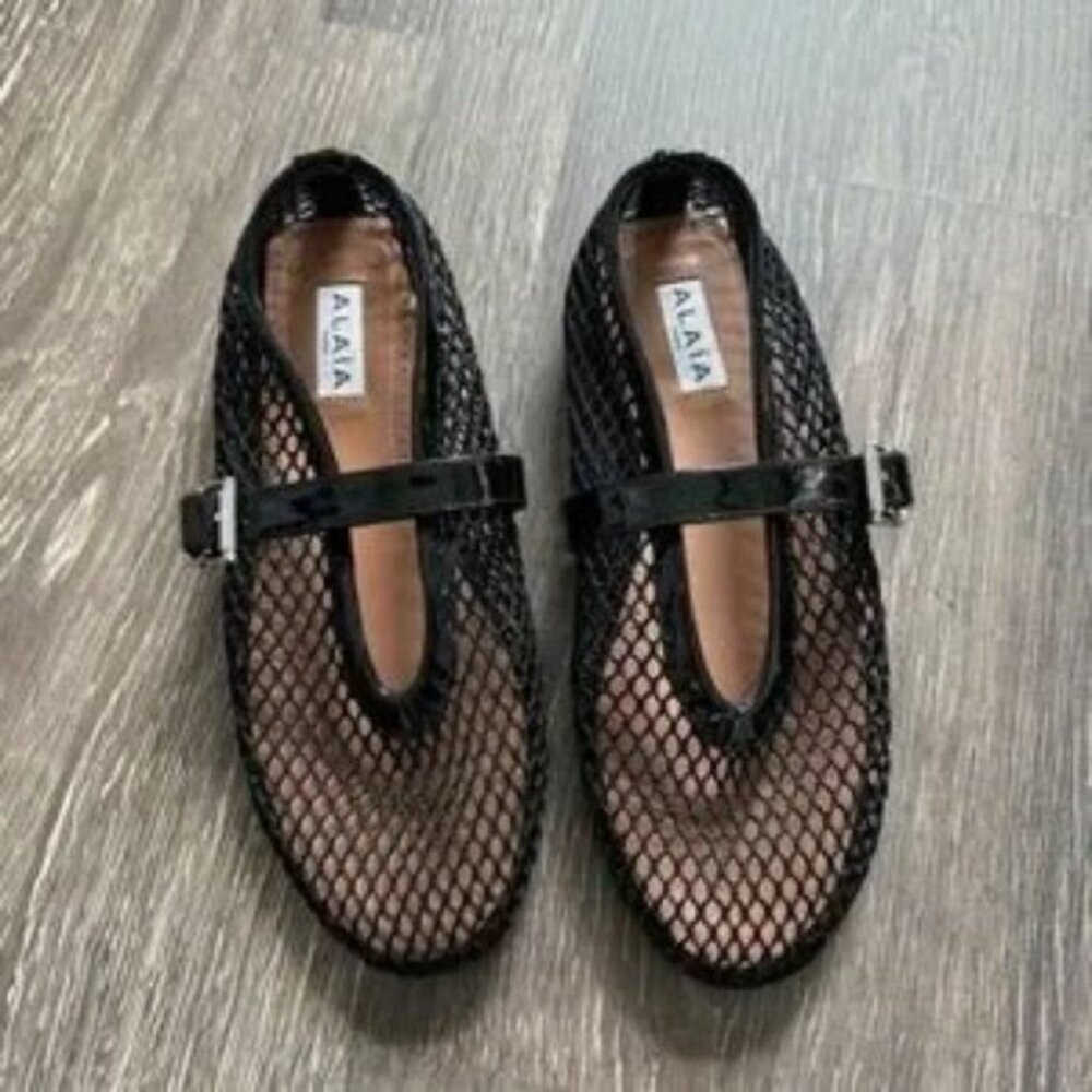 Alaia Fishnet Ballerina Flats - Picture 2 of 8